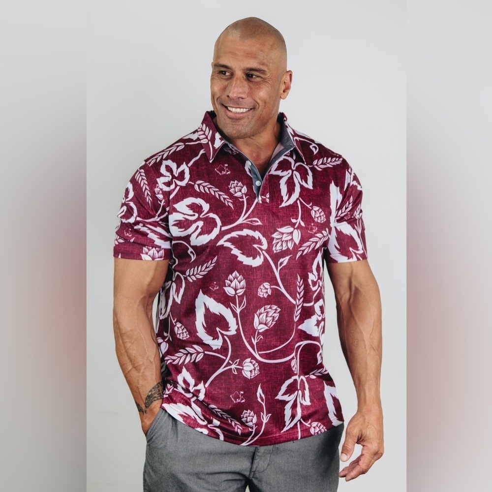 Oahu Golf "LOCAL HOPS" BURGUNDY OGA
MEN'S POLO Plus Size